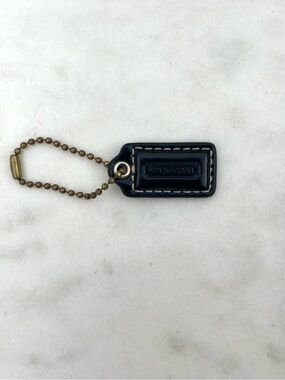 COACH Mini Patent Leather Hang Tag, Black with Contrast Stitching